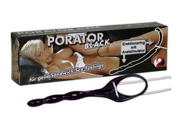 Inel erectie cu stimulare anala Porator Black