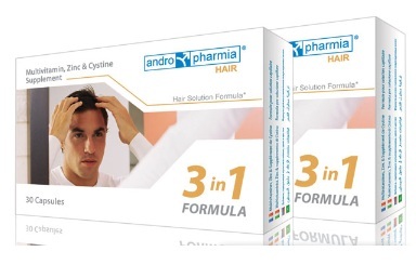 Pastile impotriva caderii parului la Barbati Hair Solution formula 3 in 1, Andropharmia, 30 capsule
