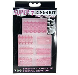 Set 7 mansoane silicon SUPER 7 RINGS KIT PINK