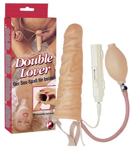 Strap-on Double lover, pentru stimularea ambilor parteneri, 20 cm