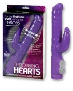 Vibrator pentru stimulare vaginala si clitoridiana Throbbing Hearts, 26,5